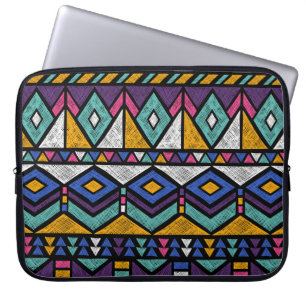 Tribal Geometric Aztec: kleurrijk  patroon Laptop Sleeve