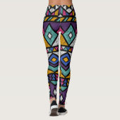 Tribal Geometric Aztec: kleurrijk  patroon Leggings (Achterkant)