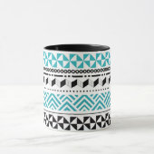 Tribal Geometric Black en Aqua Modern Aztec Mok (Midden)