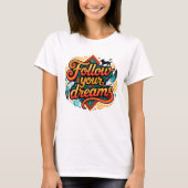 Tribal Geometric Follow Dreams Panther Feathers T-shirt (Voorkant)