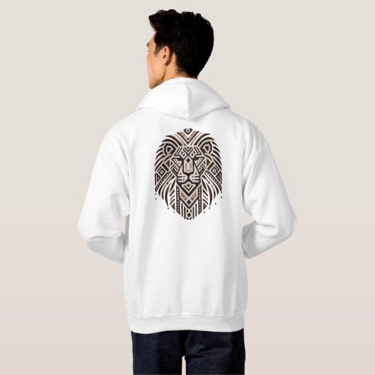 "Tribal Geometric Lion Art T-shirt" Hoodie (Achterkant volledig)