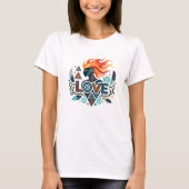 Tribal Geometric Love Figure With Flames T-shirt (Voorkant)