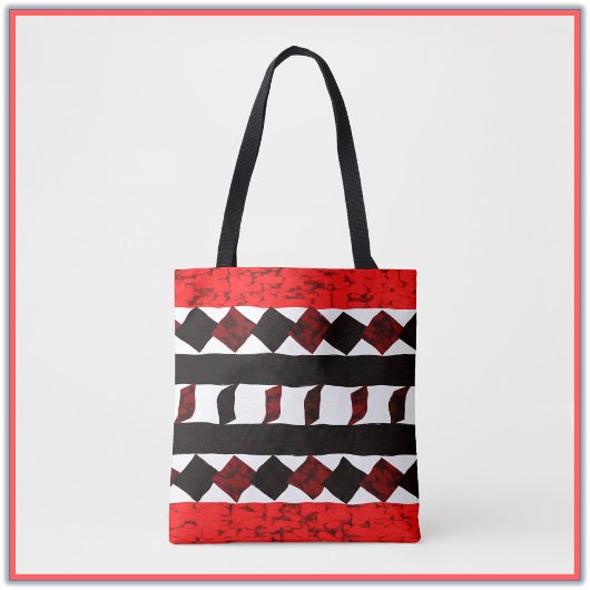 Tribal Geometric Oranje en Black Pattern Canvas ta Tote Bag