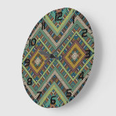 Tribal Geometric Pattern Boho Etnische Azteken Grote Klok (Hoek)