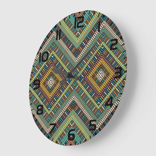 Tribal Geometric Pattern Boho Etnische Azteken Grote Klok (Hoek)