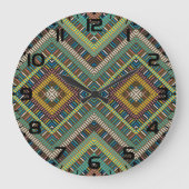 Tribal Geometric Pattern Boho Etnische Azteken Grote Klok (Voorkant)