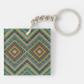 Tribal Geometric Pattern Boho Etnische Azteken Sleutelhanger (Achterkant)