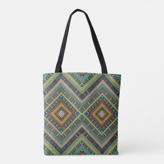 Tribal Geometric Pattern Boho Etnische Azteken Tote Bag (Achterkant)