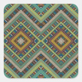 Tribal Geometric Pattern Boho Etnische Azteken Vierkante Sticker (Voorkant)