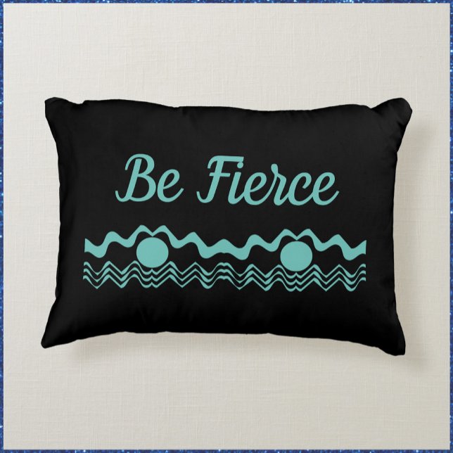 Tribal Geometric Turquoise Blue en Black Accent Kussen (Creator heeft geüpload)