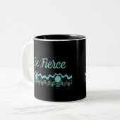 Tribal Geometric Turquoise en Black Tweekleurige Koffiemok (Voorkant links)
