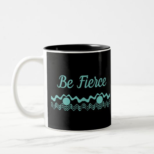 Tribal Geometric Turquoise en Black Tweekleurige Koffiemok (Links)