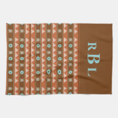 Tribal Geometric Turtles Native American Monogram Theedoek (Horizontaal)