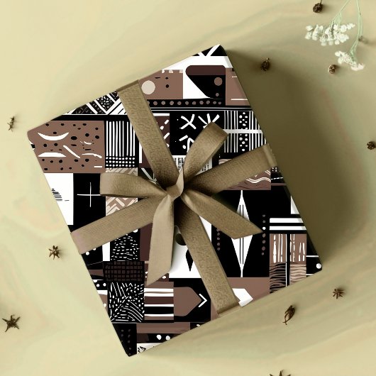 Tribal Geometrische Mudcloth Afro-Amerikaanse gesc Cadeaupapier
