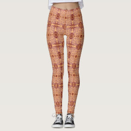 Tribal geometrische perzik en mauve leggings