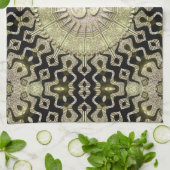 Tribal Geometry Black Gold om Cloth Banner Theedoek (Gevouwen)