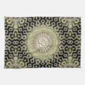 Tribal Geometry Black Gold om Cloth Banner Theedoek (Horizontaal)