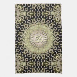 Tribal Geometry Black Gold om Cloth Banner Theedoek