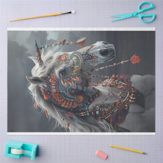 Tribal geschilderd Amerikaans Indiaas Digitaal Dec Tissuepapier (Craft)