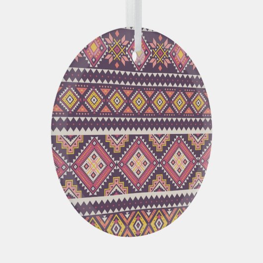 Tribal gestreepte, geometrische naadloze patroon. glas ornament (Voorkant Rechts)