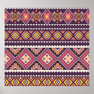 Tribal gestreepte, geometrische naadloze patroon. poster