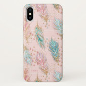 Tribal Glitter Boho Feathers Patroon Case-Mate iPhone Case (Achterkant)