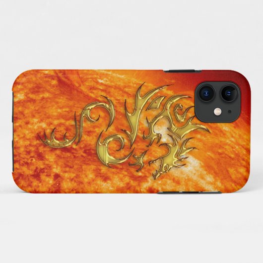 Tribal Gold Dragon & Burning Sun iPhone Case (Achterkant (horizontaal))
