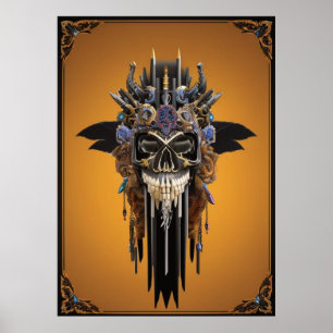 Tribal Gothic Skull Poster