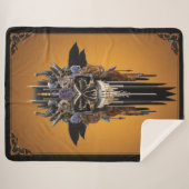 Tribal Gothic Skull Sherpa Blanket Deken (Voorkant (horizontaal))