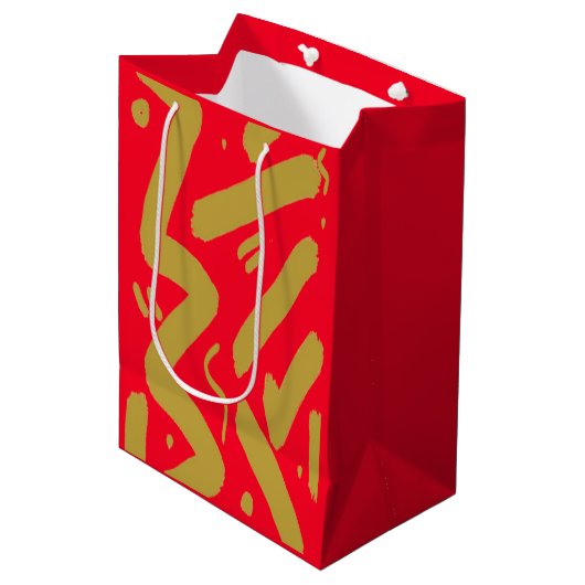 Tribal goud en rood medium cadeauzakje (Voorkant Gekanteld)