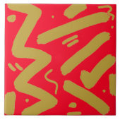 Tribal goud en rood tegeltje (Voorkant)