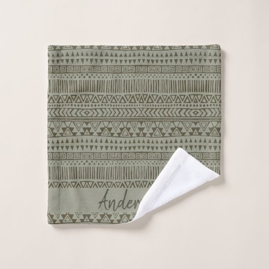 TRIBAL GRAY COPPER BOHEMIAN PATROON PERSONALISEERD BAD HANDDOEK (Wasdoekje)