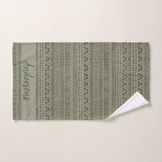 TRIBAL GRAY COPPER BOHEMIAN PATROON PERSONALISEERD BAD HANDDOEK (Handdoek)