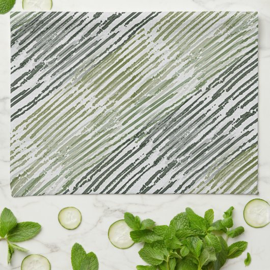 Tribal Green Stripes Abstract Pattern  Theedoek (Gevouwen)