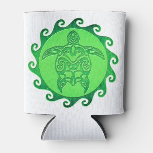 Tribal Green Zee Turtle Blikjeskoeler (Voorkant)