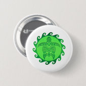 Tribal Green Zee Turtle Ronde Button 5,7 Cm (Voorkant /achterkant)