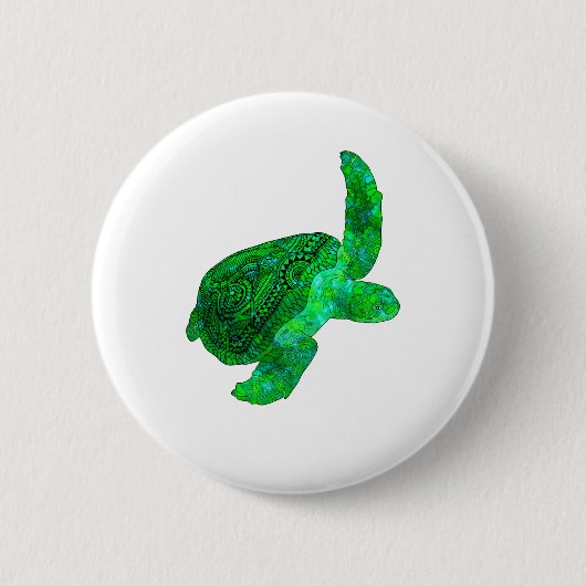 Tribal Green Zee Turtle Ronde Button 5,7 Cm (Voorkant)