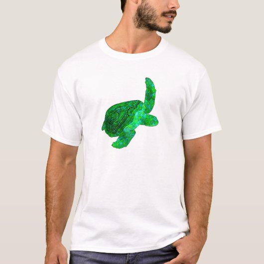 Tribal Green Zee Turtle T-shirt (Voorkant)