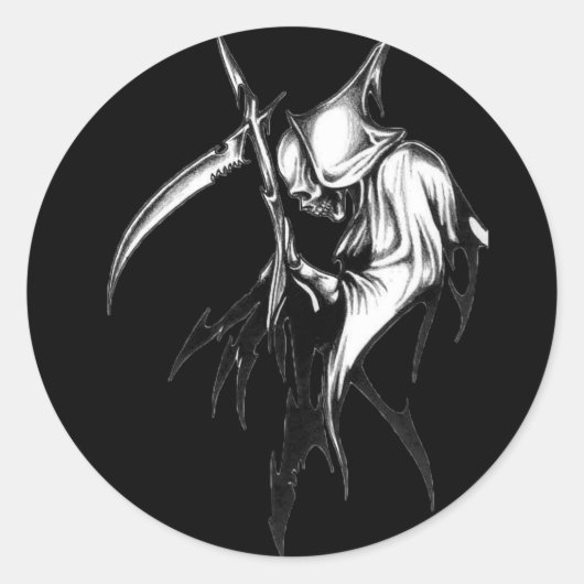 Tribal Grim Reaper Ronde Sticker (Voorkant)