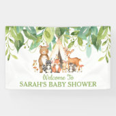 Tribal groen bosdieren welkom achtergrond spandoek (Horizontaal)