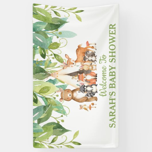 Tribal groen bosdieren welkom achtergrond spandoek (Verticaal)