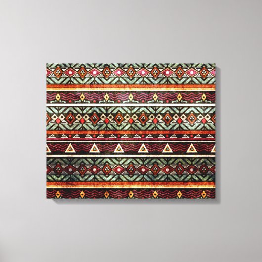 Tribal Grunge: Etno Retro Patroon Canvas Afdruk (Voorkant)