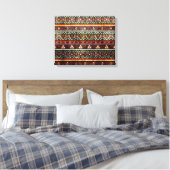 Tribal Grunge: Etno Retro Patroon Canvas Afdruk (Insitu (Slaapkamer))