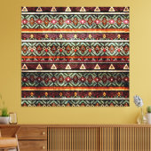 Tribal Grunge: Etno Retro Patroon Canvas Afdruk (Insitu (Woonkamer))