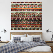 Tribal Grunge: Etno Retro Patroon Canvas Afdruk (Insitu (Slaapkamer))