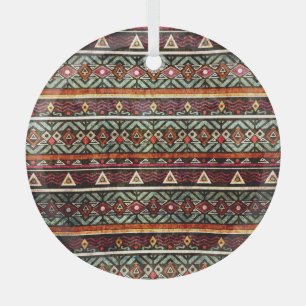 Tribal Grunge: Etno Retro Patroon Glas Ornament