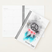 *~* Tribal Grunge Peace Sign Feathers Flowers Boho Planner (Display)