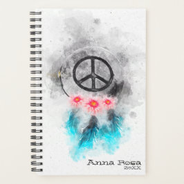 *~* Tribal Grunge Peace Sign Feathers Flowers Boho Planner