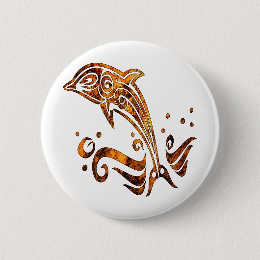 Tribal Grunge Tattoo Dolphin Ronde Button 5,7 Cm (Voorkant)