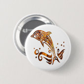 Tribal Grunge Tattoo Dolphin Ronde Button 5,7 Cm (Voorkant /achterkant)